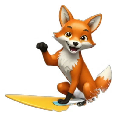 Fox wave-surfing sticker