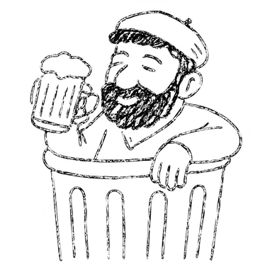 Armenian man drinking beer in a trash can sticker