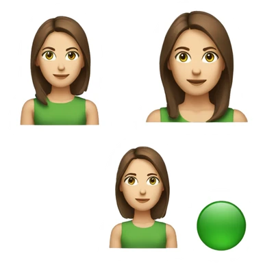 pretty middle age woman with kelly green eyes and shoulder length straight brown hair casual sticker