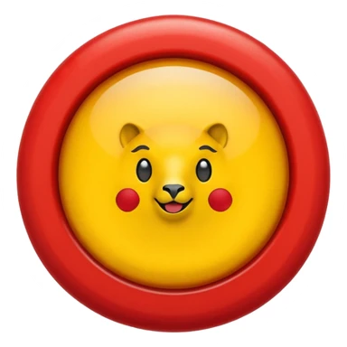 Emoji 3D brillante de un sol rojo con llamas redondeadas y volumen, bordes suaves, iluminación suave. En el centro un círculo blanco con aro rojo y una letra “U” roja en relieve. Estilo emoji iOS, acabado glossy, fondo transparente. sticker