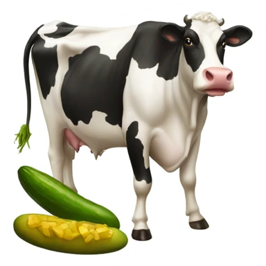 a cow eating a pickle sticker
