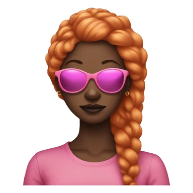 Dark skinned Lady wearing pink sunglasses, long ginger hair, smoking, sticker
