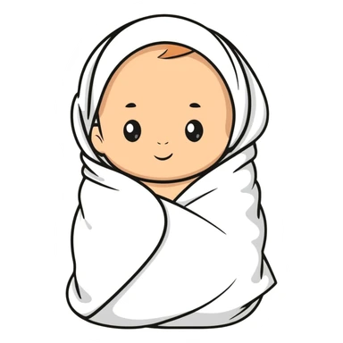 lightly tanned baby swaddled in a white blanket sticker