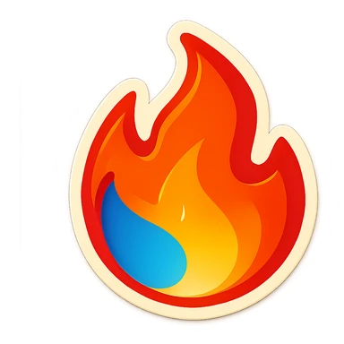 fire streak emoji, playful and modern with blue to orange gradient, vibrant and matching reference image sticker