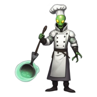 alien chef scifi roguelike rpg style inspired by slay the spire digital art sticker
