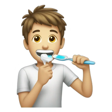boy brushing teeth sticker