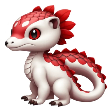 Cute cool scaley white red dark-brown animal hybrid Fakemon full body sticker