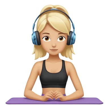 Blonde girl doing pilates while listening to music with headphones sticker