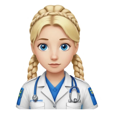 Paramedic girl with blonde hair ponytail braid and blue eyes sticker
