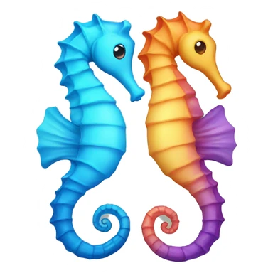 Two different colored sea horses holding tails  sticker