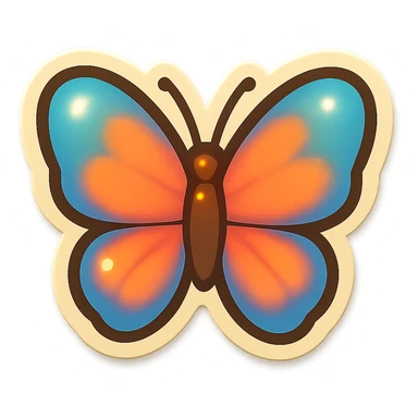 single butterfly symbol, cartoon style sticker, simple and clear, no text sticker