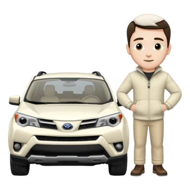 White. Rav 4 vehicle. White male sticker