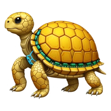 yellow tortoise with a glowing circuit board, ai theme sticker