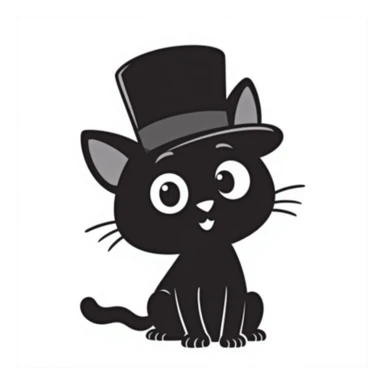 cute cat wearing a formal black top hat sticker