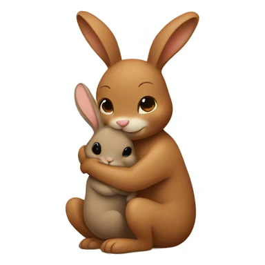 Brown bunny hugging tan bunny sticker
