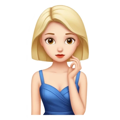 A woman thinks about a dress sticker