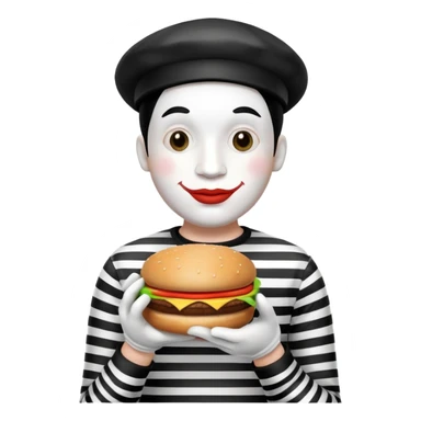 caped mime stealing hamburgers sticker
