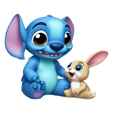 Stitch with a bunny  sticker