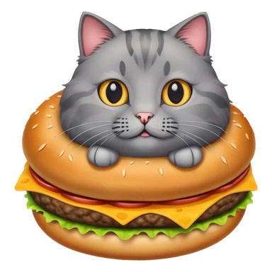 Grey cat like hamburger sticker