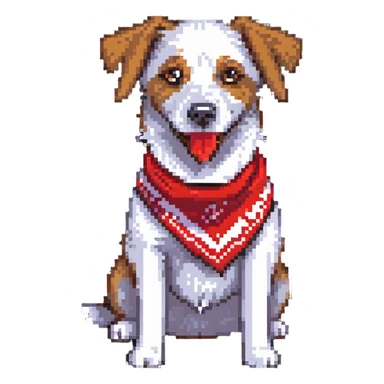 playful dog with a red bandana sticker
