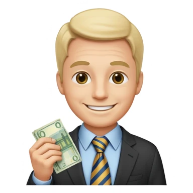 AN UNCLE with a tie in business clothes and with euro money
 sticker