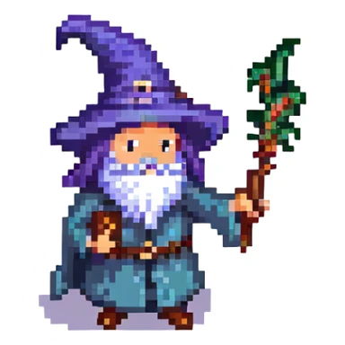 wizard bean casting a spell pixel art sticker