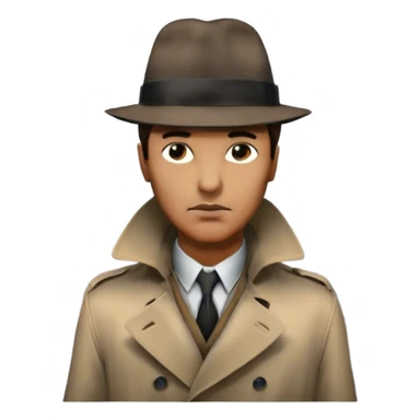 Icon for Detective Movie: A vintage movie poster-style design featuring a mysterious detective, shadowy alleys and a foggy cityscape. Include classic noir elements like a fedora, trench coat, and a dimly lit street. Bold typography and retro cinematic style. Transparent background. sticker