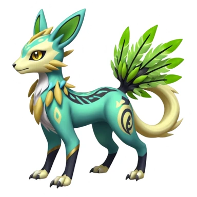  Exotic Feathery Meloetta-Zygarde-Zeraora-Renamon-Protogen-Palkia-hybrid-fusion-Fakémon-creature, full body sticker