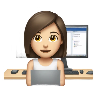 Brunette white girl on computer  sticker