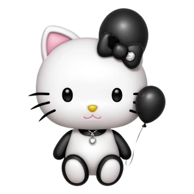 hello kitty with spike stud bracelet with holding black balloon sticker