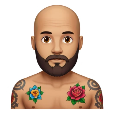 bald man with a beard and colorful tattoos sticker