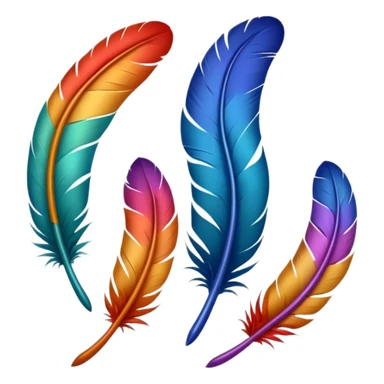 Different colored feathers different sizes upside down right side up curled straight floating ￼ sticker
