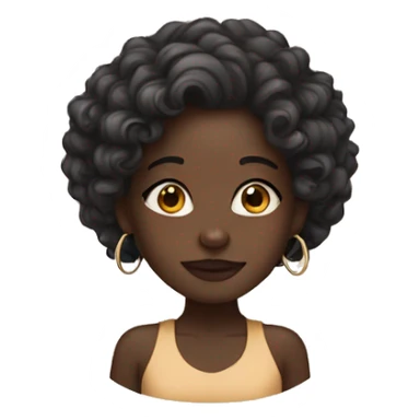 Dark skinned girl, wavy hair, hoop earrings  sticker