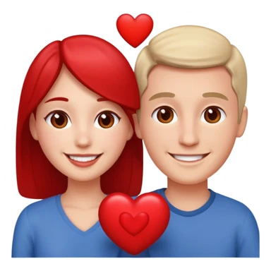 a couple with a heart between them, simple apple emoji style sticker