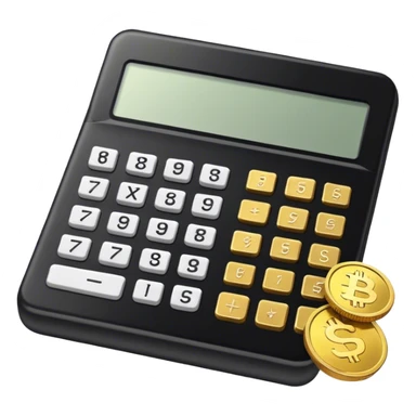 calculator black with gold coins next to it sticker