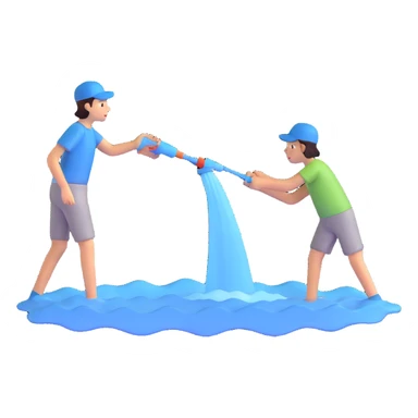 people spraying water on the left side sticker