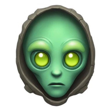 alien with a sad face futuristic roguelike rpg style inspired by hearthstone sticker