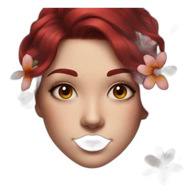girl with dark red hair and flowers tattoo shoulder sticker