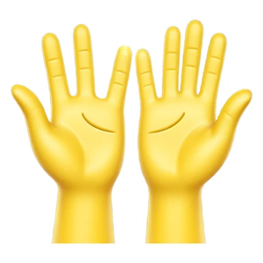 A 3D digital emoji of two yellow cartoon hands doing a joyful high five, palms clapping together in the air, with bright sparkles and motion lines to show excitement and celebration, Apple emoji style sticker