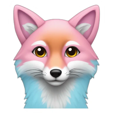 half light blue half pink fox sticker