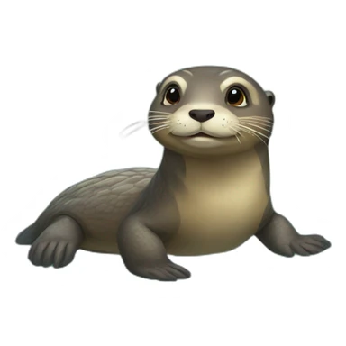Loutre sur tortues sticker