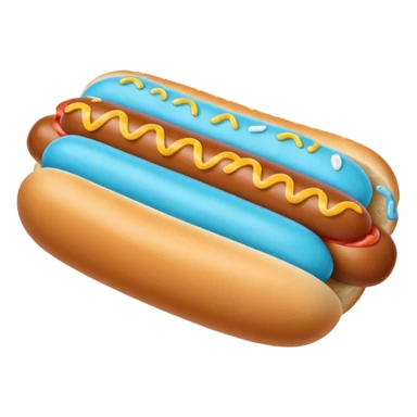 a blue hotdog bun with a minty colored hotdog in the middle of it sticker