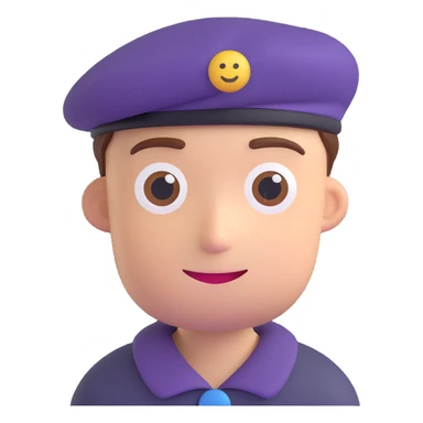a young man with a beret, 3D emoji style sticker