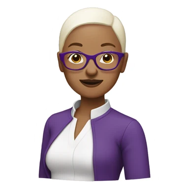 bald woman with purple glasses sticker