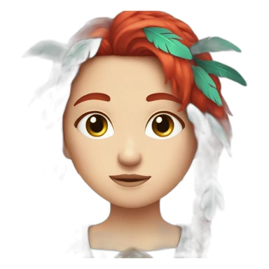 quetzalcuoatl red hairs, blue eye , white skin girl sticker