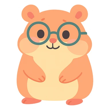 nerd hamster with soft colors, glasses, shy smile sticker