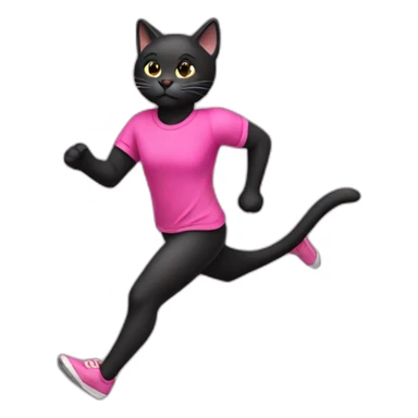 black cat with-pink-shirt running sticker