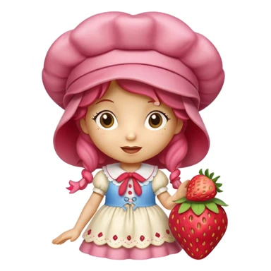 Isolated, detaile illustration of the most incredibly adorable realistic modern, vintage cartoon character strawberry shortcake
figurine imaginable, toy style. sticker