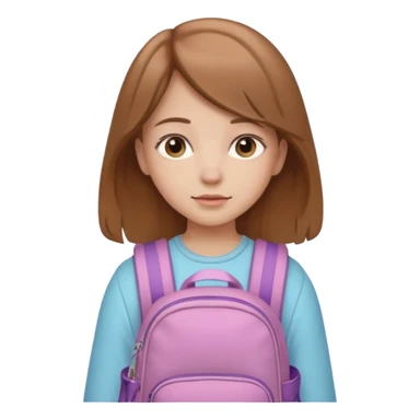 pastel girl, light brown hair, backpack sticker