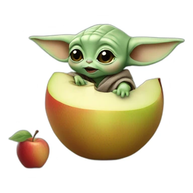 Baby Yoda eating an Apple sticker